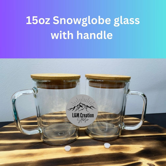 Sublimation 15oz Snow Globe Clear Glass Mug