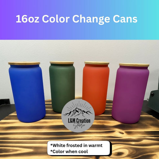 Sublimation 16oz Color Change Glass Cans