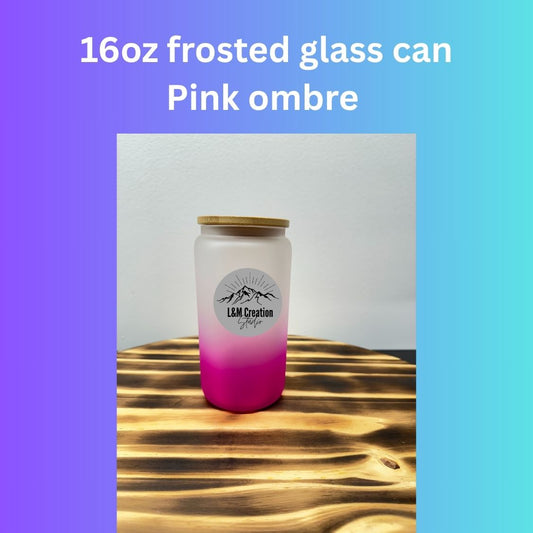 Sublimation 16oz Frosted Pink Ombre Glass Can