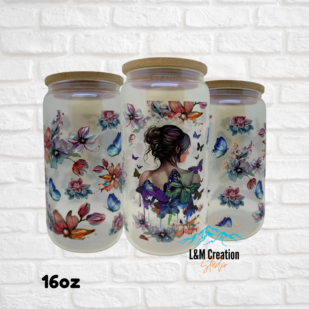 16 oz Girl with flowers