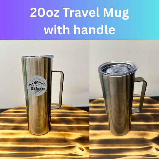 Sublimation 20oz stainless steel travel mug with handle