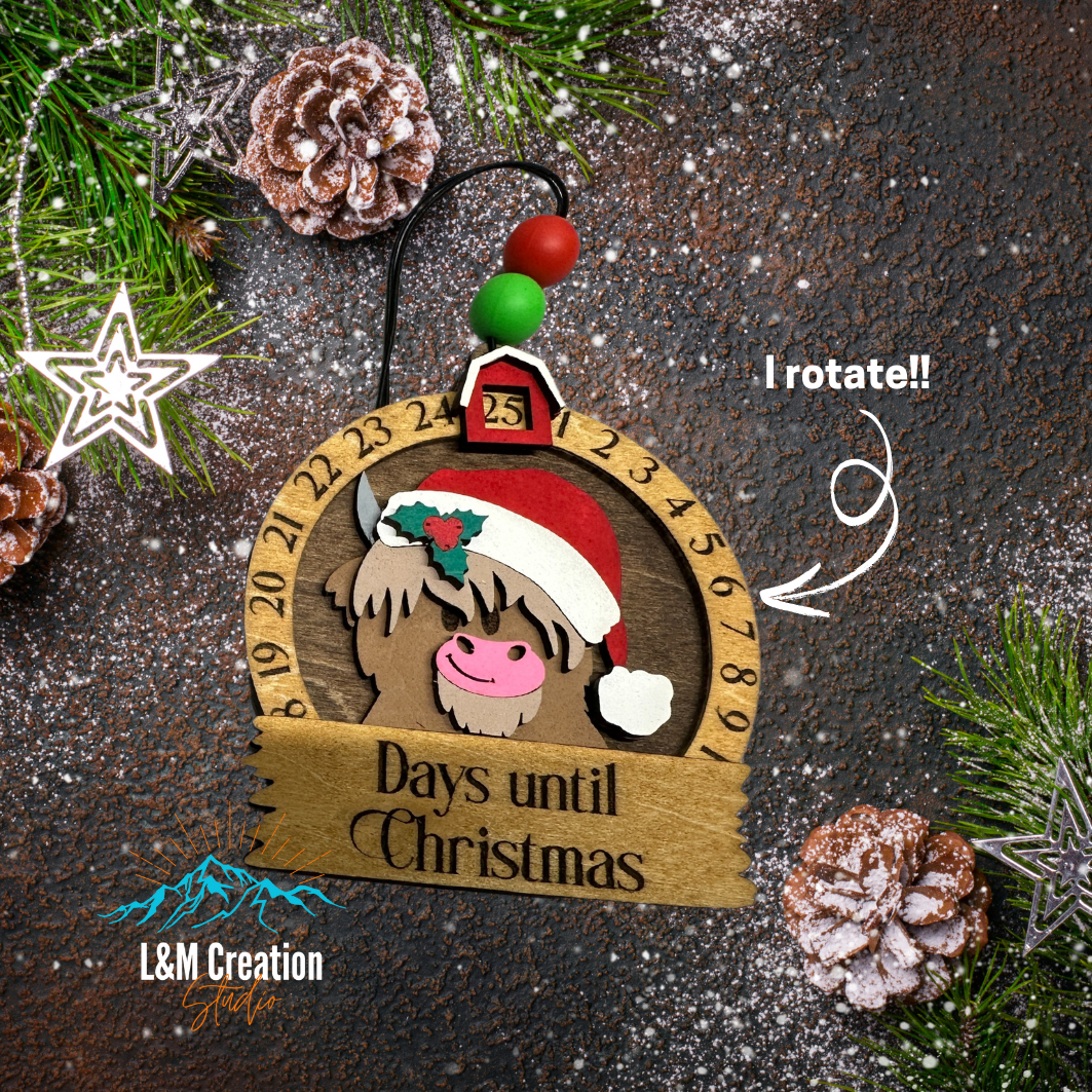 Highland Cow Countdown Ornament