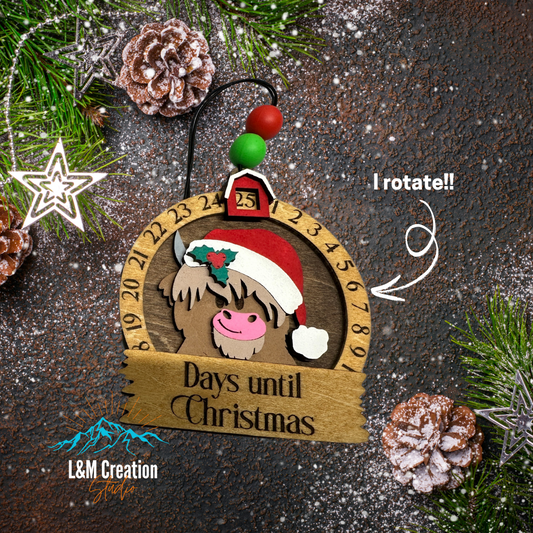 Highland Cow Countdown Ornament