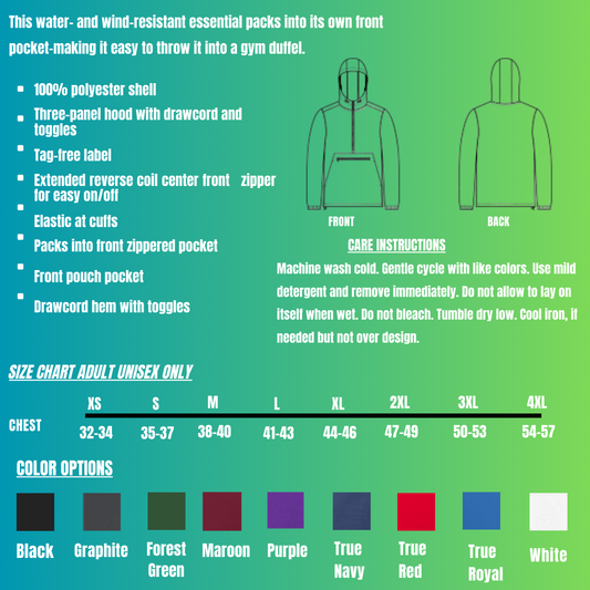 Packable Anorak Unisex Jacket