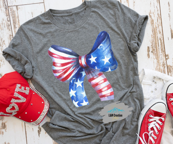 American Flag Bow ....T-shirt