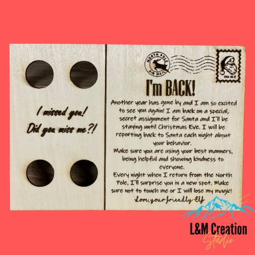 I'm Back Wood postcard