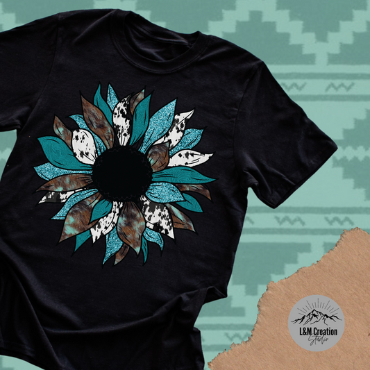 Boho Teal Sunflower