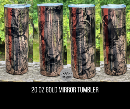 20oz Tumbler_Gold Mirror_ Cow
