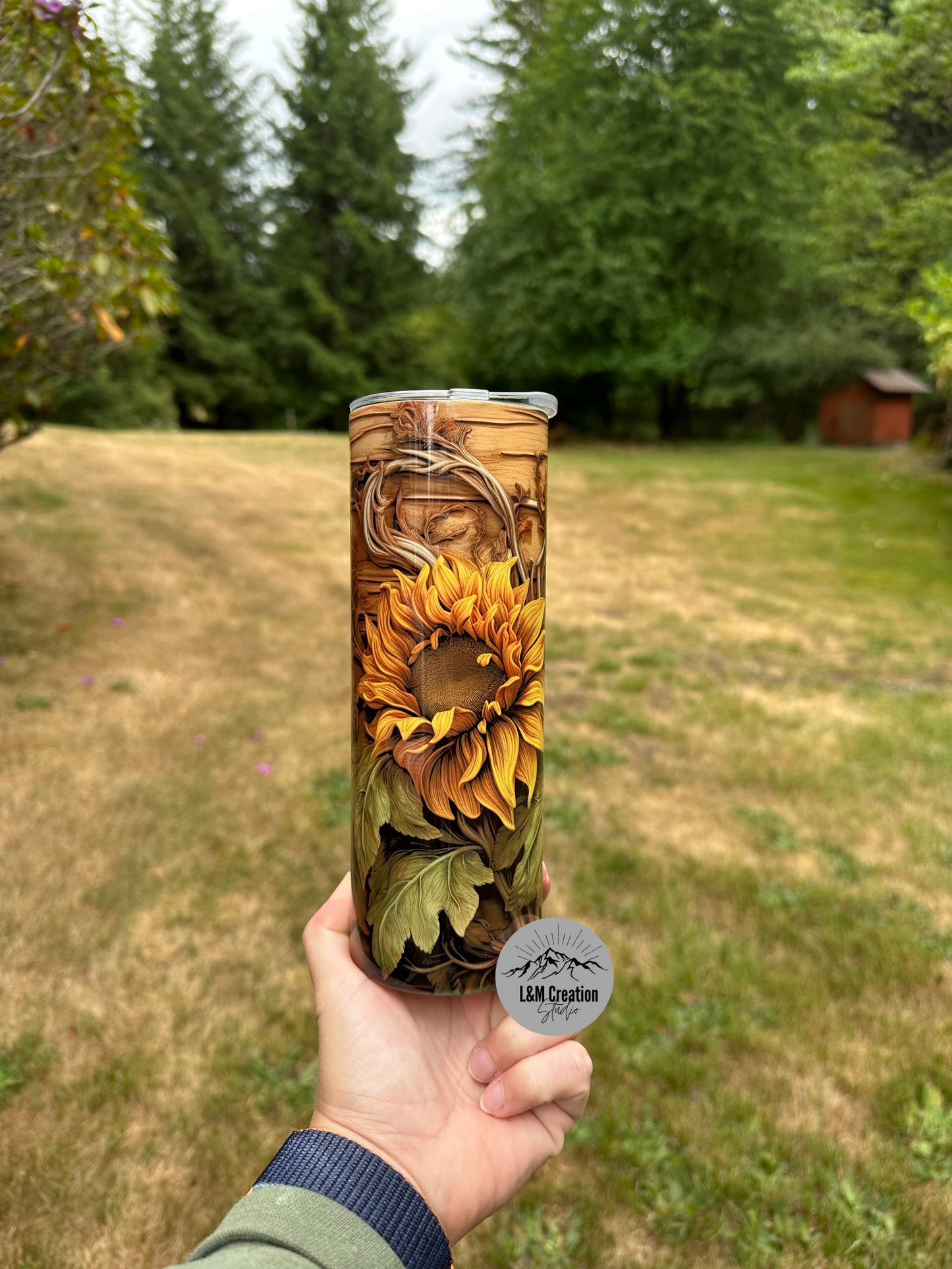 20oz Tumbler_3D Sunflowers