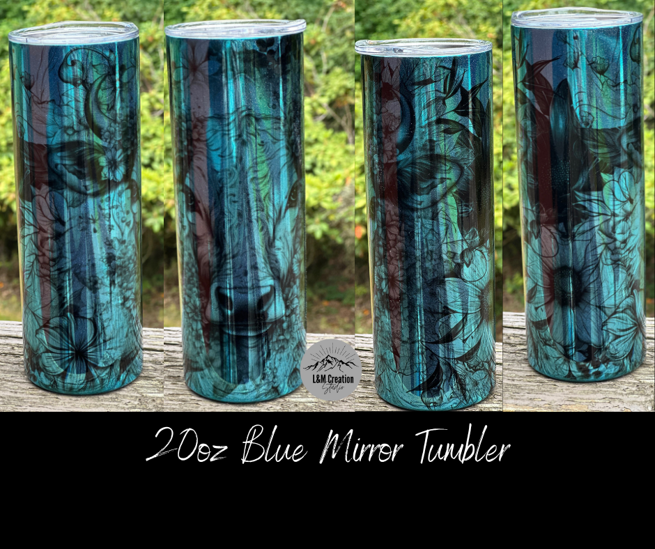 20oz Tumbler_Blue Mirror_ Cow