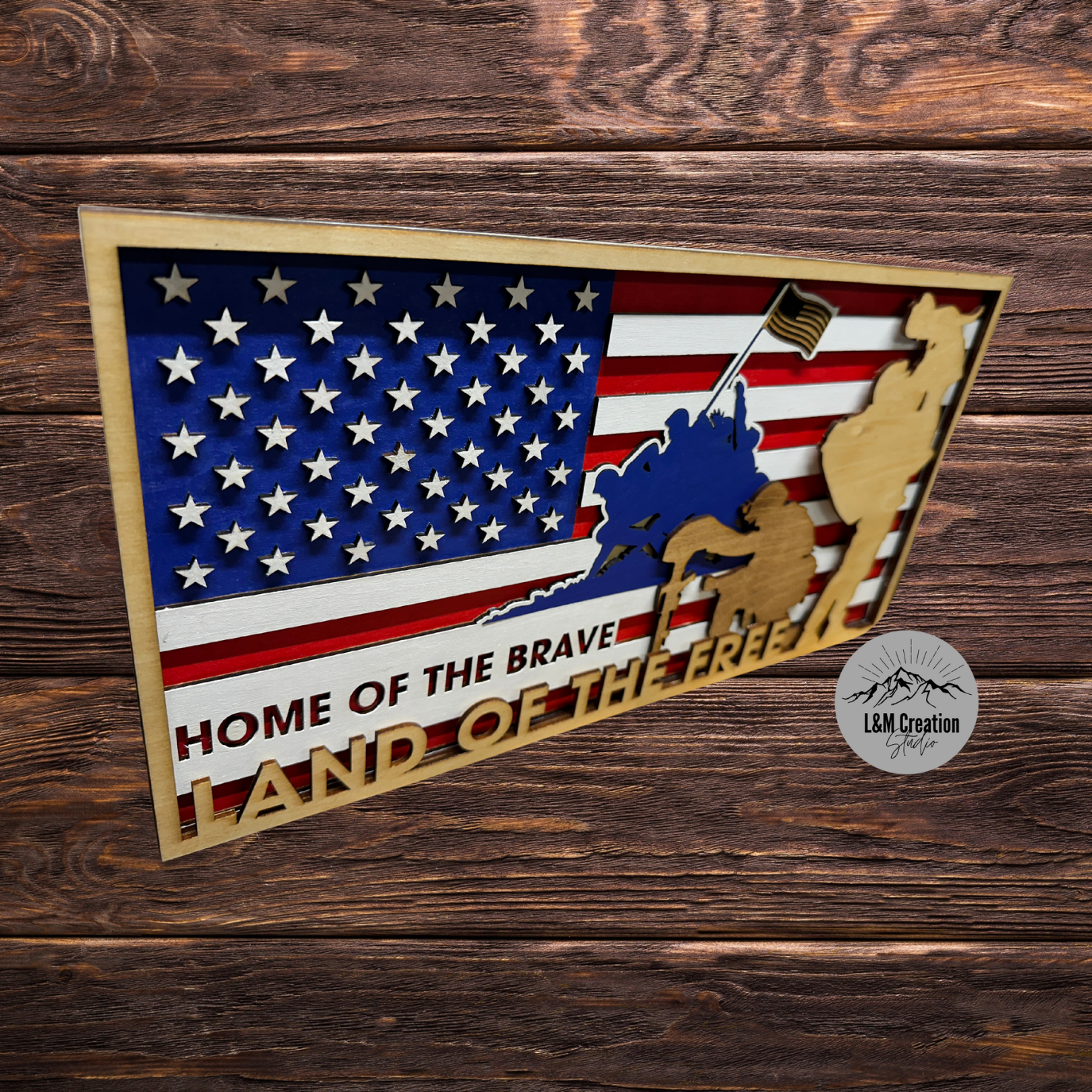 Home of the brave Land of the Free Wood sign