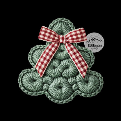 X mas tree ribbon_faux crochet