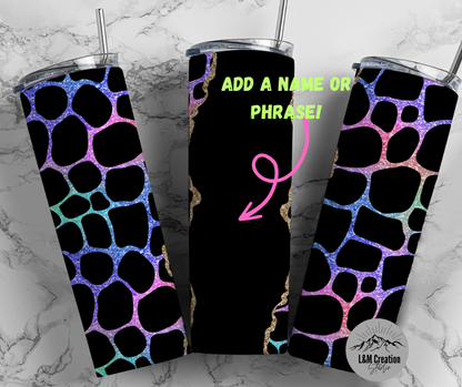 20oz Tumbler_ colorful animal print_add a name
