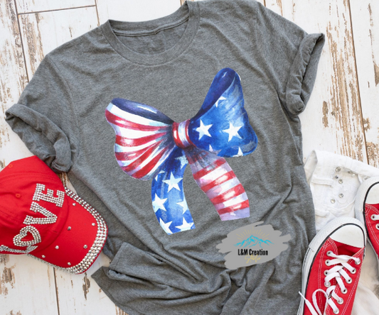 American Flag Bow ....T-shirt