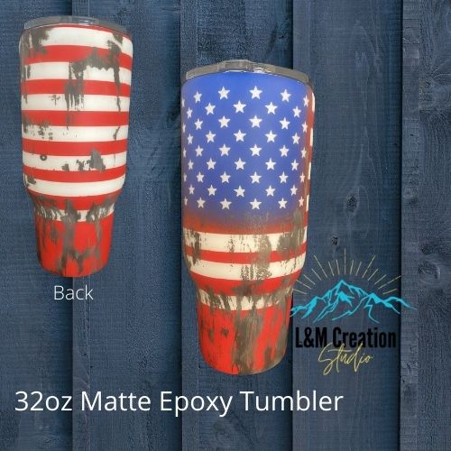 Ready to Ship 32oz Distressed Flag Tumbler_Matte