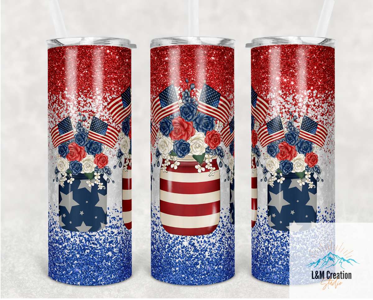 20oz Tumbler_ Red White and Blue