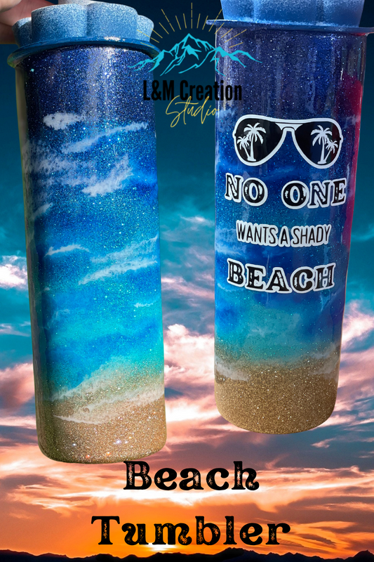 Epoxy Beach theme tumbler